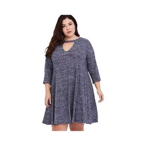 Torrid Rib Knit Mock Blue Chocker Neck Mini Dress Size 2X​